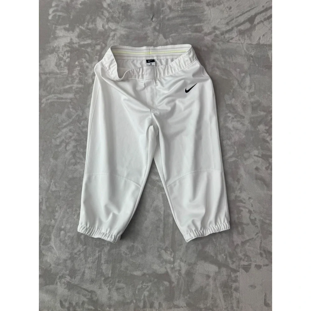 Nike White Baseball Softball Knicker Pants Womens Large Cropped Elastic Cuffs